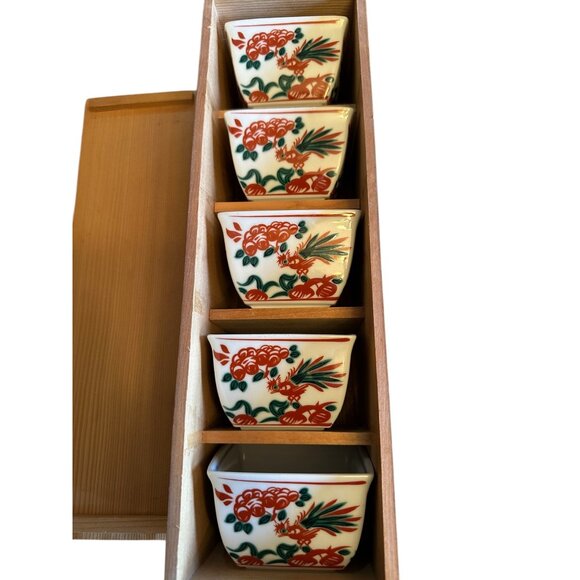 Kutani Ware Elizan Kiln Vintage Japanese Porcelain Bowls Set Of 5 With Box - Picture 2 of 15